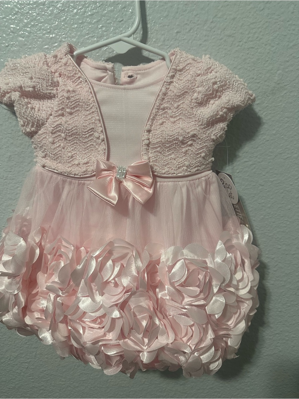 Nannette Pink Floral Rosette Baby Girl Dress